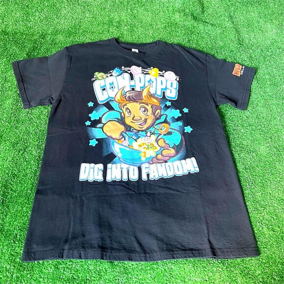 Megacom Orlando Short Sleeve Crew Neck Con-Pops Fandom Rare Black T-Shirt Size M - Picture 1 of 10
